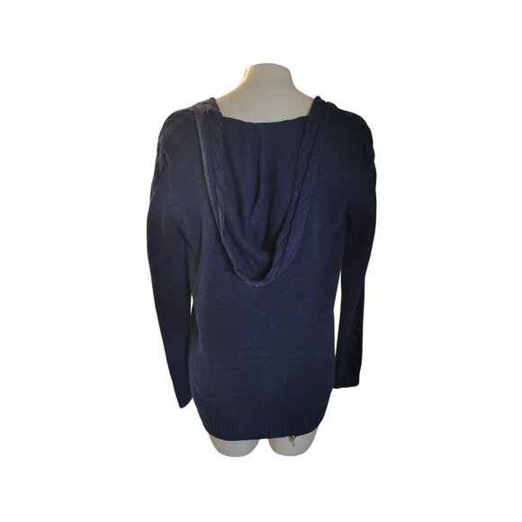 Tommy Bahama Blue Cable Knit Hoodie Sweater Womens S/P Cotton/Linen‎ Blend - Picture 3 of 7